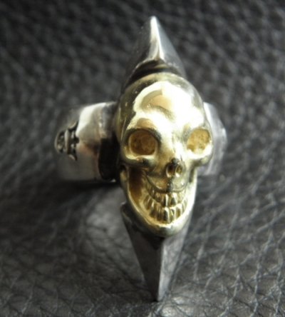 Photo2: 18k Gold Skull with Spike Ring