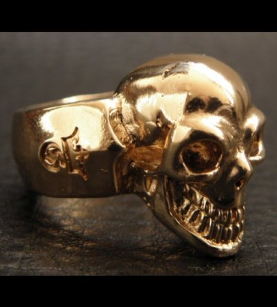 Photo2: Gold Single Skull Ring