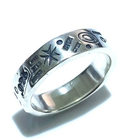 Photo1: Multi Stamp Flat Bar Ring