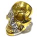 Photo7: Pure Gold Wrap Medium Large Skull Ring With Jaw Platinum Finish