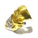 Photo10: Pure Gold Wrap Medium Large Skull Ring With Jaw Platinum Finish