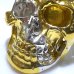 Photo8: Pure Gold Wrap Medium Large Skull Ring With Jaw Platinum Finish