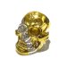 Photo3: Pure Gold Wrap Medium Large Skull Ring With Jaw Platinum Finish