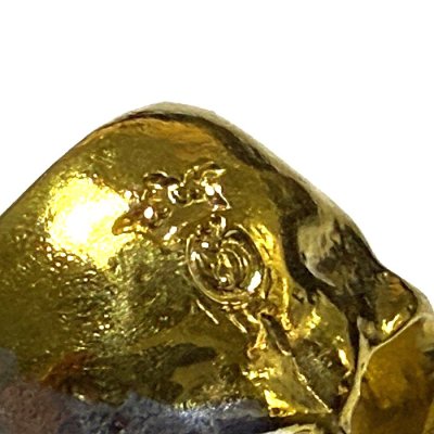 Photo2: Pure Gold Wrap Medium Large Skull Ring With Jaw Platinum Finish