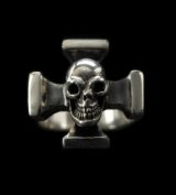 Quarter Skull On Square Hammer Cross Ring