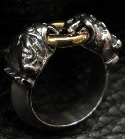 Photo2: 18k Gold Ring With Quarter Old Bulldog Triangle Wire Bangle Ring