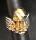 Photo5: 18k Gold Blood Face Skull Wing Ring