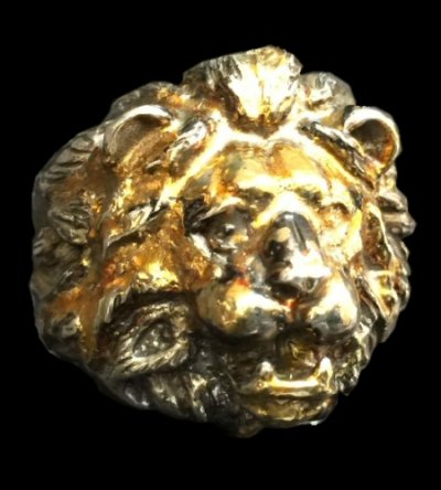 Photo1: 18k Gold Blood Face Old Lion Ring