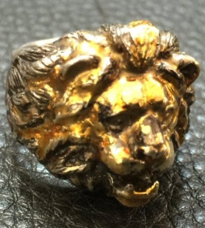 Photo2: 18k Gold Blood Face Old Lion Ring