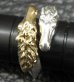 Photo12: 18k Gold & Silver Horse Triangle Wire Bangle Ring Platinum Finish