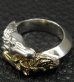 Photo5: 18k Gold & Silver Horse Triangle Wire Bangle Ring Platinum Finish