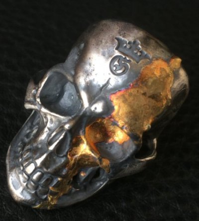 Photo2: 18K Gold Blood On Large Skull Ring Big Boy Ver.