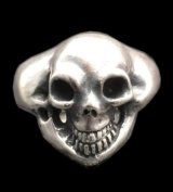 Old Single Skull Solid Silver Ring