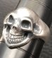 Photo10: Old Single Skull Solid Silver Ring