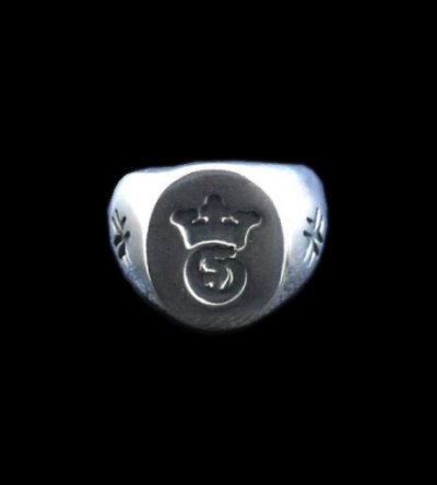 Photo1: G & Crown Signet Pinky Ring