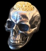 10K Gold Pure Gold Mud Finish Brains Large Skull Full Head Ring