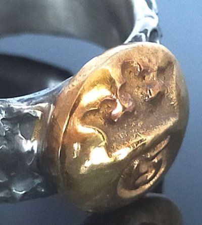 Photo2: Pure Gold Wrap G&Crown Chiseled H.W.O Ring