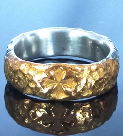 Photo1: Pure Gold Wrap Chiseled H.W.O Ring