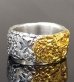 Photo5: Pure Gold Wrap Multi Engraved Large Chiseled H.W.O Ring [G&Crown]