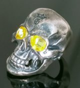 Pure Gold Wrap Eyes Large Skull Ring with Jaw 2nd generation