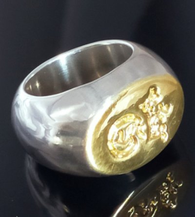 Photo2: Pure Gold Wrap G&Crown Oval Ring