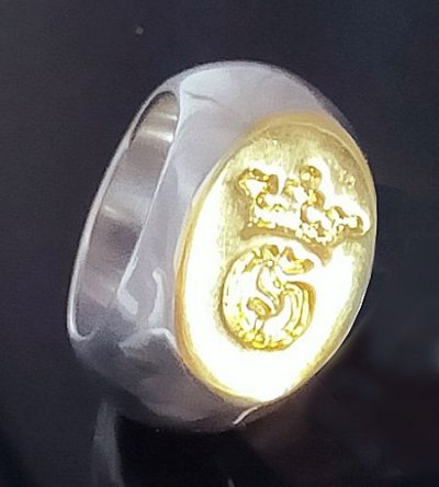 Photo1: Pure Gold Wrap G&Crown Oval Ring