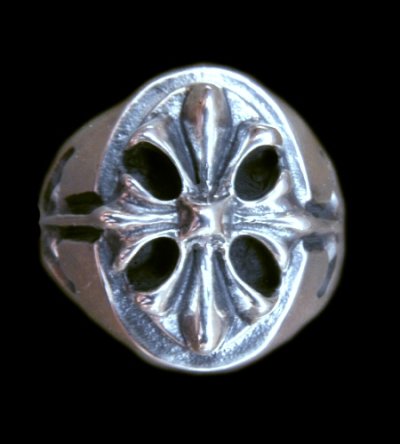 Photo1: Cross Oval Signet Ring