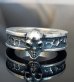 Photo3: Twelve Small Skull On 7.5mm Wide Side Flat Chiseled Reel Ring