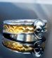 Photo4: Pure Gold Wrap Twelve Small Skull On 7.5mm Wide Side Flat Chiseled Reel Ring