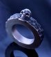 Photo2: Twelve Small Skull On 6.5mm Wide Side Flat Chiseled Ring Bold (2)