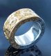 Photo7: Pure Gold Wrap12mm Wide Multi Stamp Flat Bar Ring Bold