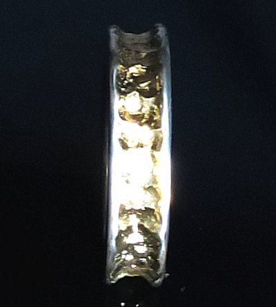 Photo2: Pure Gold Wrap 7 x 5mm Wide Bolo Neck Chiseled Reel Ring