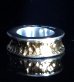 Photo3: Pure Gold Wrap 10 x 6mm Wide Bolo Neck Chiseled Reel Ring
