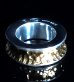 Photo1: Pure Gold Wrap 10 x 6mm Wide Bolo Neck Chiseled Reel Ring (1)