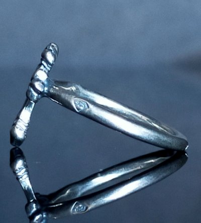 Photo2: 1/128 4Heart Crown Long Cross Ring