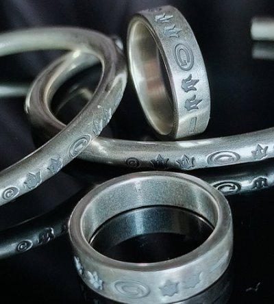 Photo2: Trident & G Stamp On Flat Bar Ring