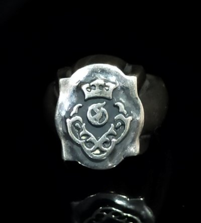 Photo1: Quarter Raised Atelier Mark Shield Ring