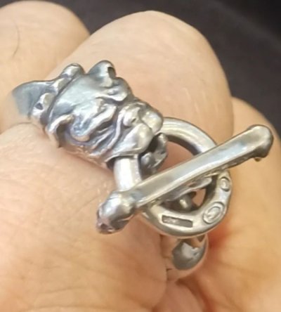 Photo2: Old Bulldog With Skull Triangle Wire O-ring & T-bar Ring