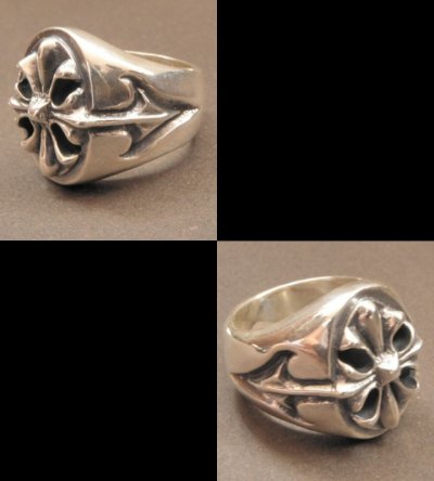 Photo4: Cross Oval Signet Ring