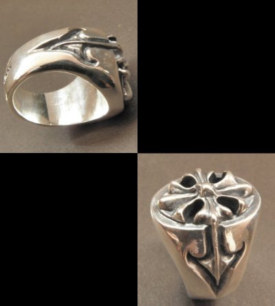 Photo5: Cross Oval Signet Ring