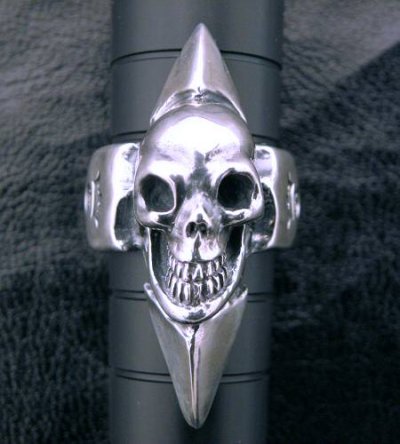 Photo4: Skull with Spike Ring (Flat ring)