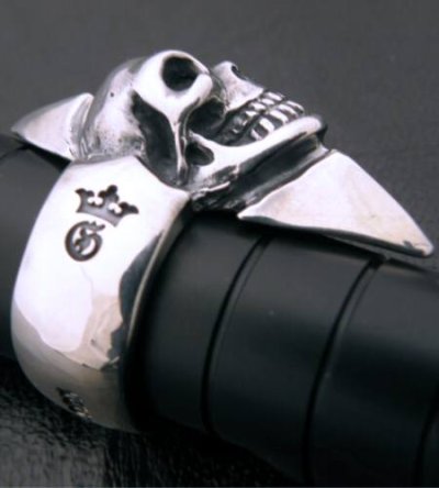 Photo2: Skull with Spike Ring (Flat ring)