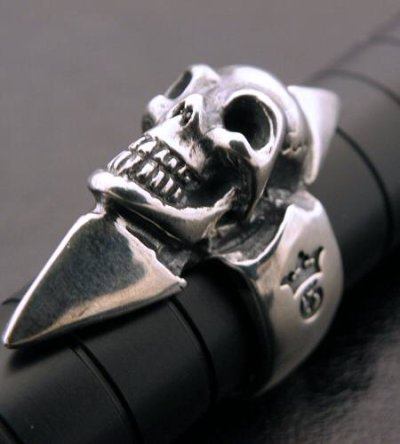 Photo3: Skull with Spike Ring (Flat ring)