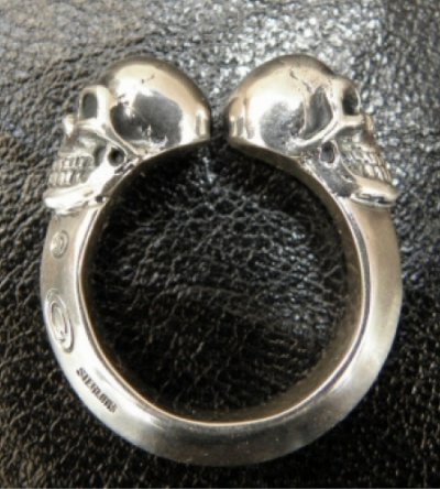 Photo5: Quarter Skull With Half Triangle Wire Ring