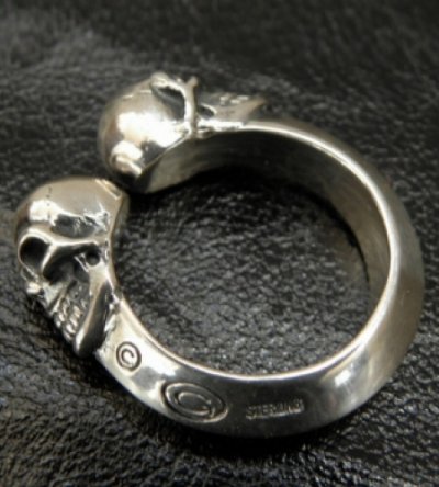 Photo4: Quarter Skull With Half Triangle Wire Ring