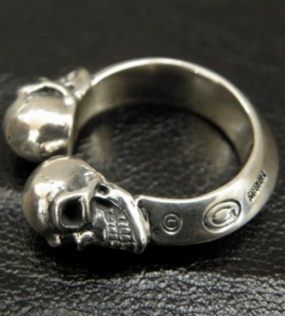 Photo3: Quarter Skull With Half Triangle Wire Ring