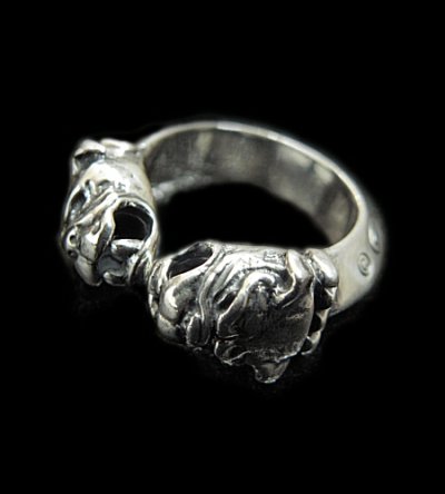 Photo1: Quarter Old Bulldog Triangle Wire Bangle Ring