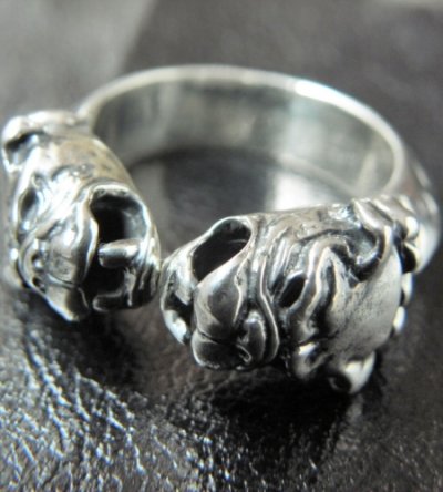 Photo3: Quarter Old Bulldog Triangle Wire Bangle Ring