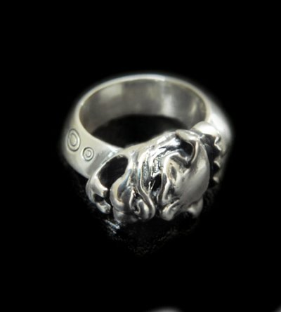 Photo1: Single Old Bulldog Triangle Wire Bangle Ring