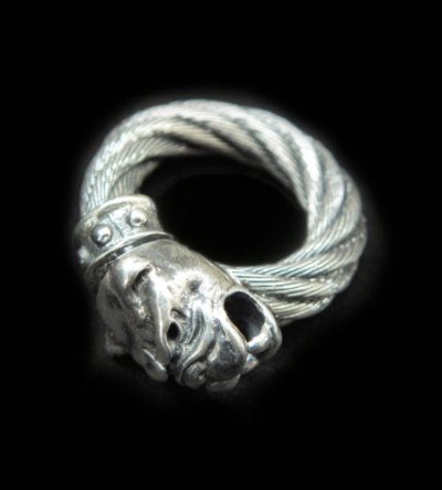 Photo1: Old Single Bulldog Cable wire Bangle Ring